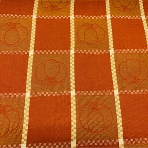 Harvest Orange Checkered Cotton Rectangle Placemats with Pumpkin Design Set of 4